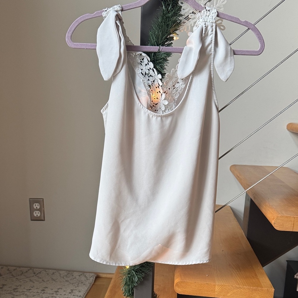 Elegant White Lace Trim Top